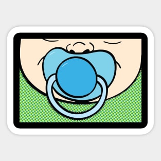 Baby boy with pacifier face mask Sticker